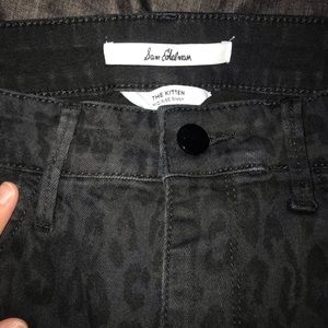 Skinny mid rise black leopard print jeans